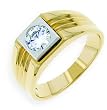 14k Gold Men's Bezel-Set Moissanite Ring (1cttw equivalent)