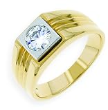 14k Gold Men's Bezel-Set Moissanite Ring (1cttw equivalent)