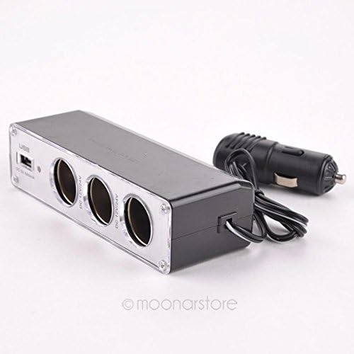 Hot 3 Way Triple Vehicle Car Cigarette Lighter Socket Splitter Charger Power Adapter DC 12V/24V USB *MHM366#M5