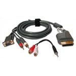 Global Game Gear VGA Cable for Xbox 360 with stereo audio and 3.5 mm adapter