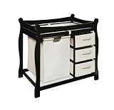 Badger Basket Company Sleigh Style Changing Table with Hamper/3 Baskets in Black