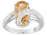 6.46CTW BELLA LUCE CHAMPAGNE AND WHITE DIAMOND SIMULANT STERLING SILVER RING