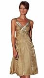 Edles Abendkleid Cocktailkleid m Stickerei Gold Gr.38 (314)