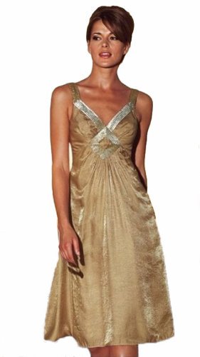 Edles Abendkleid Cocktailkleid m Stickerei Gold Gr.38 (314)