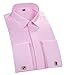 ZERDSKY Men's Slim Fit Solid Color 100% Cotton French Cuff Dress Shirt(Cufflinks Included)