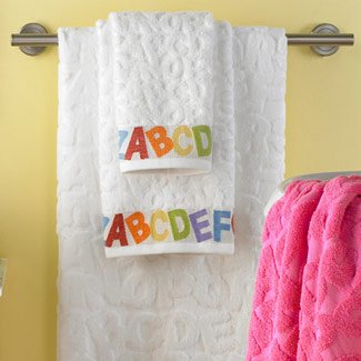 Bambini ABC 6 Piece Towel Set (White, 2 Bath Towel, 2 Hand Towel,2 Wash Cloth)