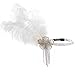 eforpretty 1920s Vintage Rhinestone Flower Flapper headband Headpiece with White Feather