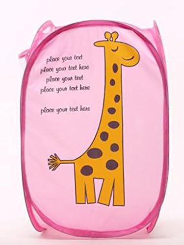 Crazystone's Cartoon Animal Storage Laundry Baskets (Pink giraffe(18.9''×12.2''×11''))