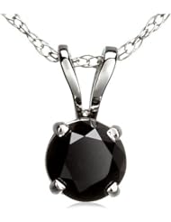 1.44 Carat (ctw) 14K White Gold Round Cut Black Diamond Ladies Pendant