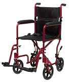 19 Transport Wheelchair Light Weight Aluminum Red Color