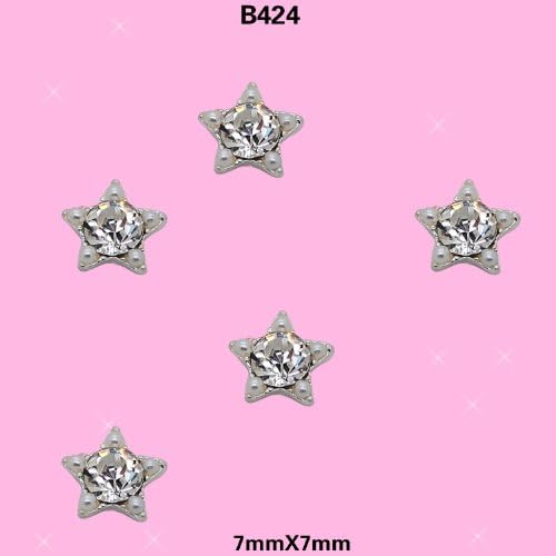 AVA Nails 3d Art Nail Silver Alloy Clear Rhinestones White Beads Love Five Star Shaped Reusable DIY Decorations 10 pieces