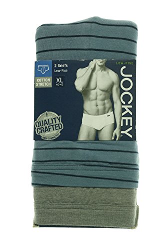 Jockey Grey Striped 2 Pack Cotton Stretch Mens Brief Underwear