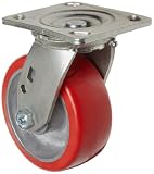 E.R. Wagner 1F88 5" Diameter Polyurethane Tread/Aluminum Core Wheel Heavy Duty Swivel Plate Caster, 4-5/8" Length X 4" Width Plate, 1050 lbs Capacity Range
