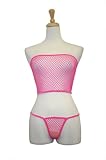 Exposed By Magic Silk Queen Size Fishnet Tube Top And G String, Pink, One Size by Exposed by Magic Silk
