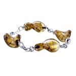 Pugster Amber Twist Leaf Murano Glass Bracelet