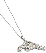 Western Cowgirl Gun Pistol Six Shooter Necklace Silver