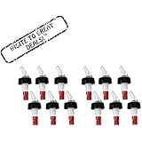 12 Clear Spout Black Collar Measured Bottle Pourer - Auto Measuring 1 Oz