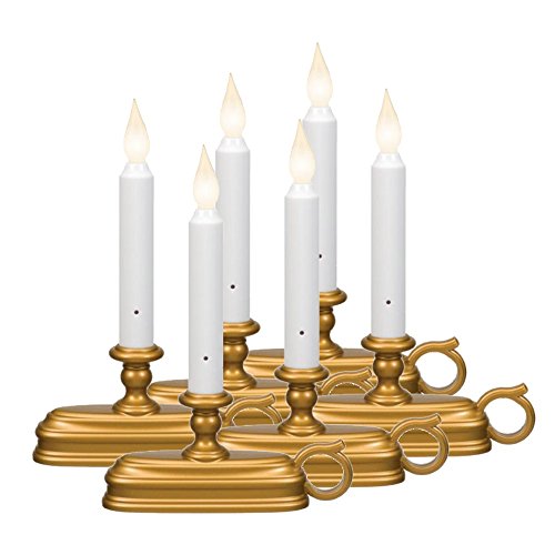 Xodus Innovations FPC1525B Battery Operated LED Window Candle with Sensor, Gold Base (Pack of 6)