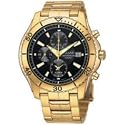 Pulsar 100 Meter Alarm Chronograph - Gold-tone - Black Face