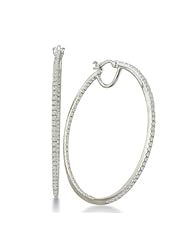 1/2ct Diamond Inside-Out Hoop Earrings in Sterling Silver (1 3/4 inch hoops)