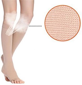 Compression Socks 30-40 mmHg,Knee High,One Size-Ladies Shoe Size 4-10,Men shoe size 5-9 ,Nude;Open Toe Design by Sold By Stellar Way