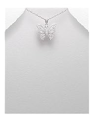 Butterfly CZ Pendant Necklace In 92.5 Sterling Silver