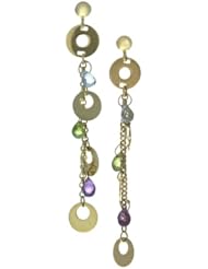 Multi Semi Precious Stones Circles Drop Earrings