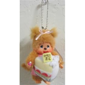 Bakery Shop Monchhichi Strawberry Cake Keychain Plush Doll