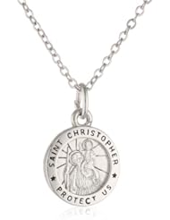 St.Christopher Small, Round Pendant Necklace, 18"