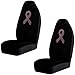 Pink Ribbon Breast Cancer Awareness Gem Crystal Studded Rhinestone Bling Car Truck SUV Floor Mats Bucket & Bench Seat Covers - Combo Kit Gift Set - 8PC