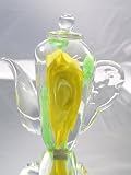 Murano Design Hand Blown Glass Art Yellow Teapot Paperweight