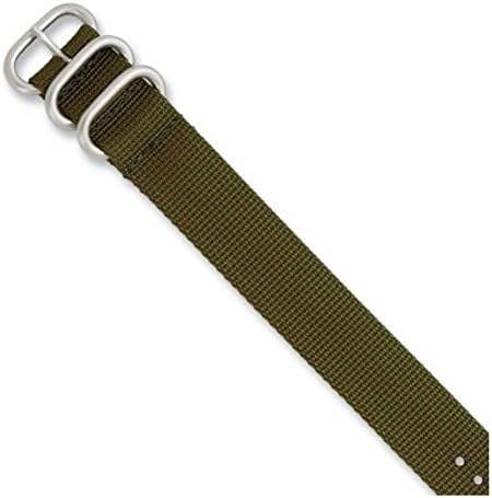 22mm Olive Nato Nylon Silver-tone Buckle Watch Band