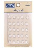 Karen Foster Lacing Brads 25/Package, Golf Ball White