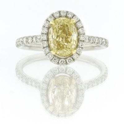 2.29ct Fancy Yellow Oval Cut Diamond Engagement 