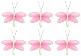 2 Pink Mini Glitter Dragonfly 6pc nylon hanging ceiling wall baby nursery room wedding décor
