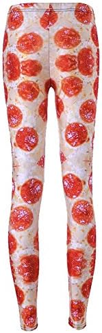 Women Autumn Winter Fashion Pepperoni Pizza Printed Leggings (Medium Size)