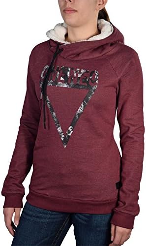 Adidas Women's Funnel Collar Graphic Pullover Hoodie-Burgundy-Small