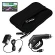 Premium Black Glove Series Carrying Case + Clear Screen Protector + Home Wall Charger + Car Charger for Garmin Nuvi 1450 1450LMT