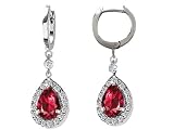3.82 cts 925 Sterling Silver Genuine Lab Created Ruby Earrings LIFETIME WARRANTEE
