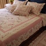 Shabby Chic Vintage Pink Roses 3 PC quilt/shams set