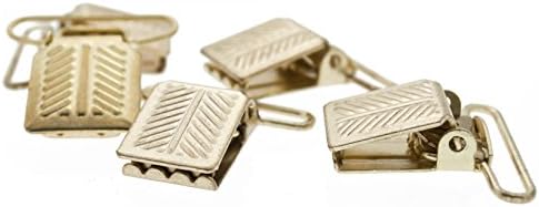 (12 Pcs.) Classic Herringbone Antique Gold Suspender Clips