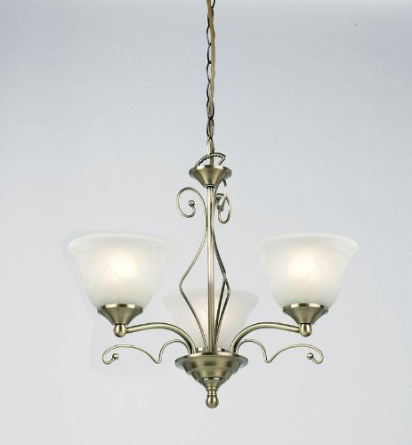 Endon Three Light Brass Chandelier - 96843-AB
