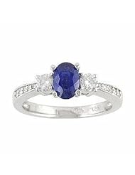 14K White Gold Sapphire and Diamond Ring -- LIFETIME WARRANTY