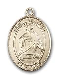 Gold Filled St. Charles Borromeo Pendant with Stainless Gold Heavy Curb Chain 24 inch