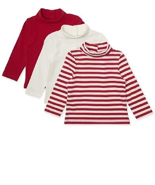 3 Pack of Long Sleeve Jersey Roll Necks
