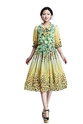 Chiffon Elasticized   Waistline  Leopard Print  Dress With a Bow(s)