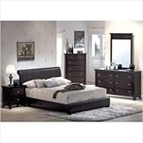 Montgomery Padded Leather Platform Bedroom Set in Cappuccino Size: Queen