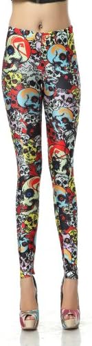 LoveLiness Colorful Skull Print Leggings One Size (One Size, Multicolor)