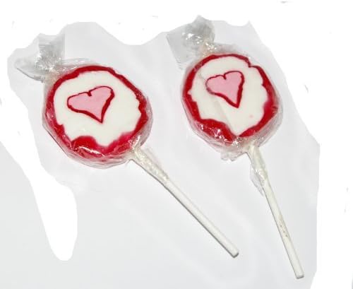 Heart Lollipops with Heart Motif (Strawberry Flavour) x10