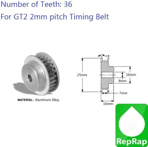 RepRap 2x GT2 36T 8mm Bore Pulleys & 2M Timing Belt Set for 3D printer Ultimaker (b8)